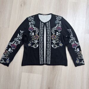 Embroidered Reversible Alpaca Cardigan L Simply Natural Hanna Artisan Peru Indie